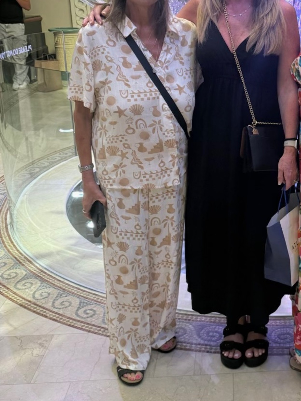 Women's Cream & Tan Printed Relaxed Pantsuit